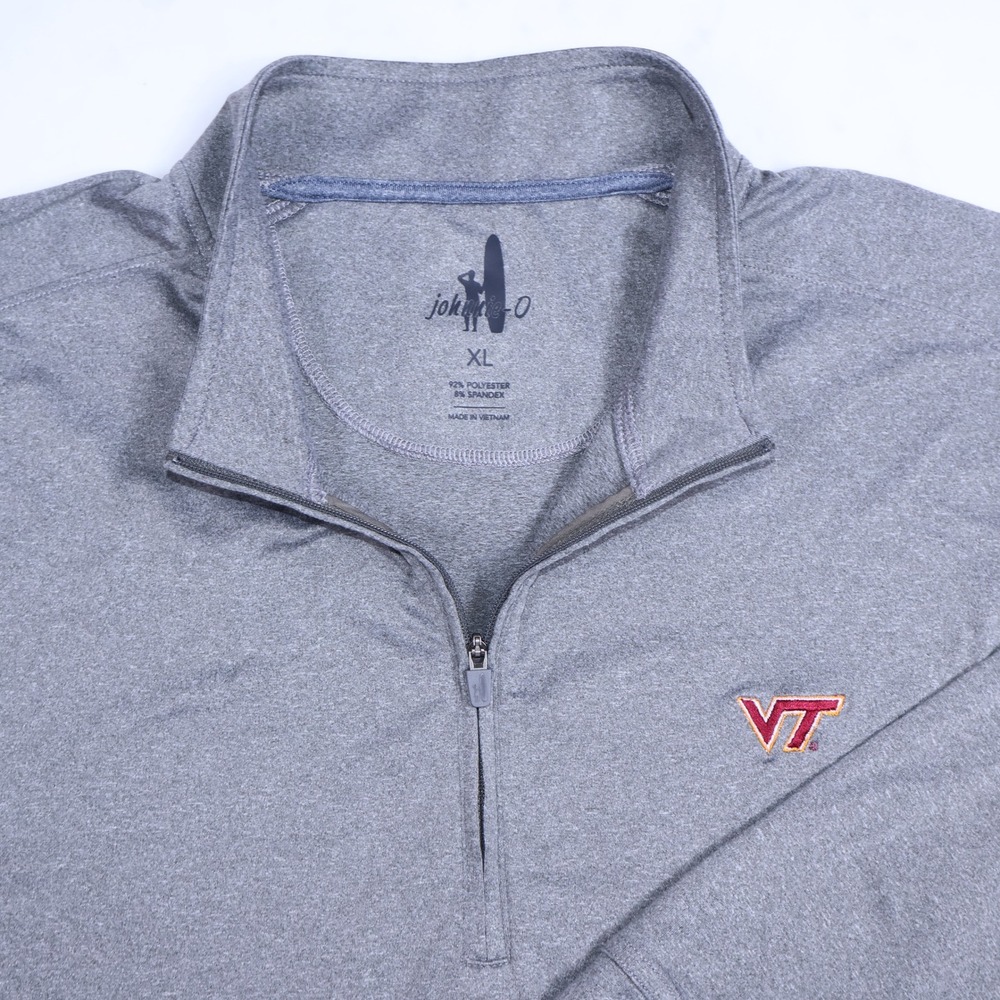 Johnnie-O Mens Virginia Tech Hokies XL Gray Quarter Zip Pullover Performance VT